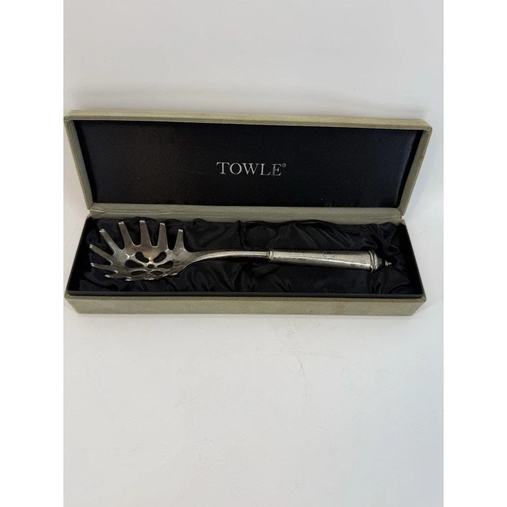 Towle Silver Plated Pasta Serving Fork Spoon Utensil Server In Velvet Box